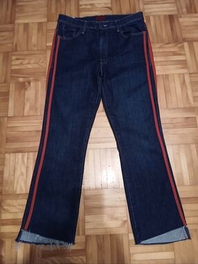 MOTHER Dark Blue Bootcut Jeans with Red Side Stripes.Size 30
